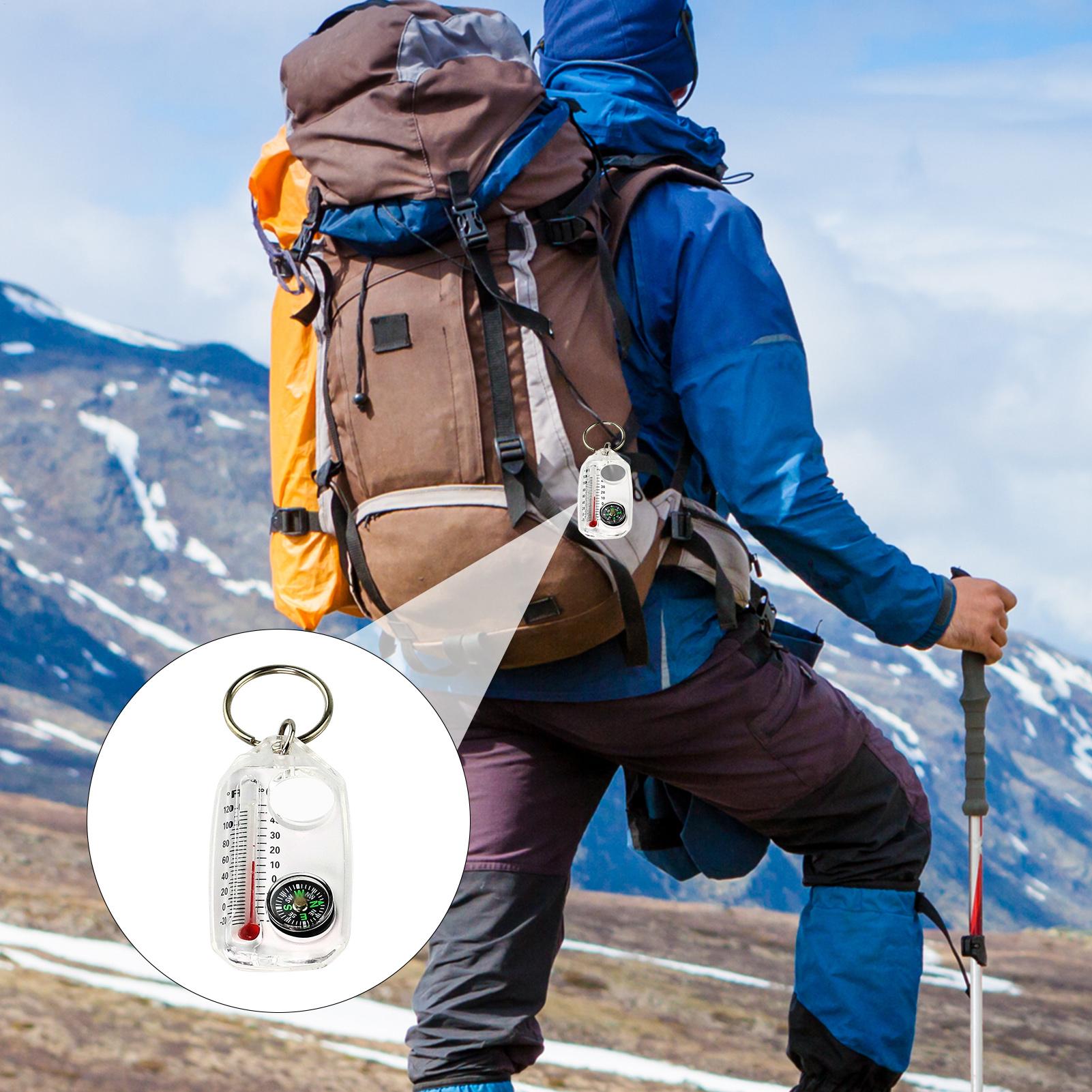 Outdoor Adventure Guide - Portable Outdoor Keychain Compass Thermometer Combo