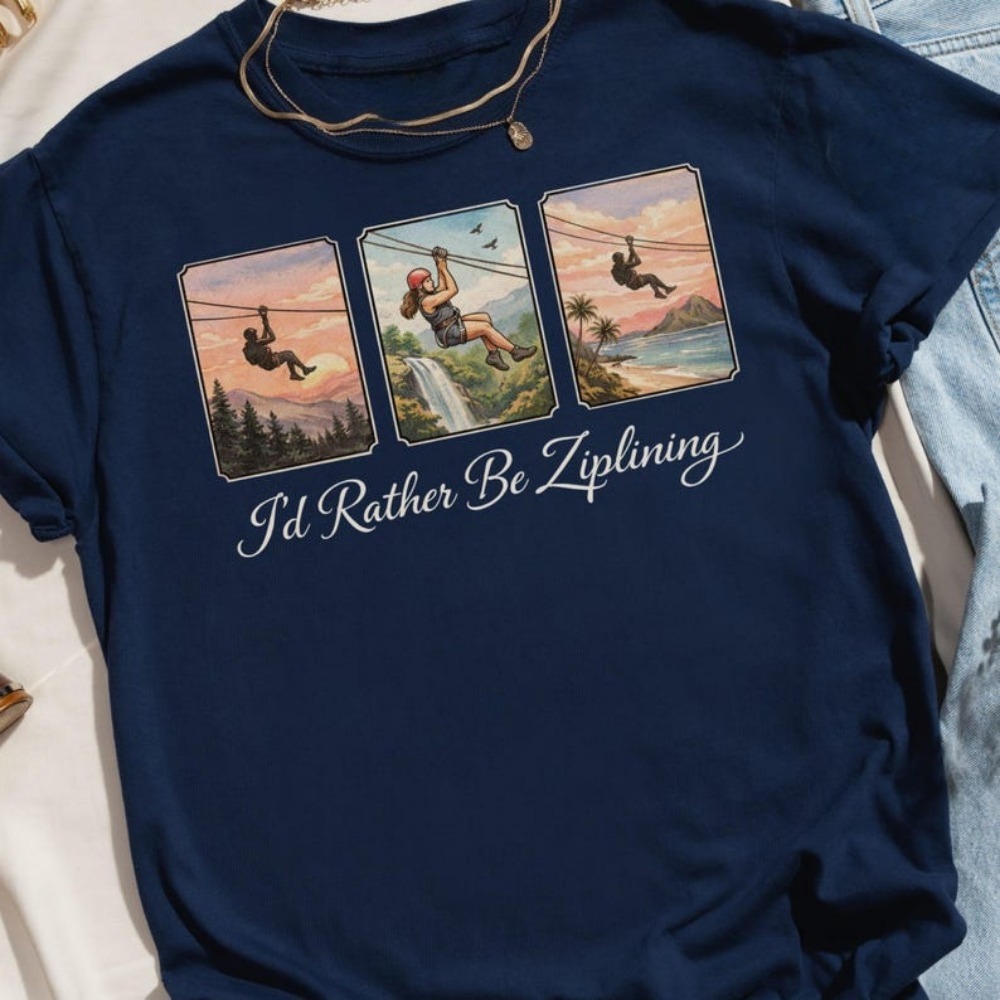 I'd Rather Be Ziplining T-Shir - Outdoor Adventure Ziplines & Waterfall recension och pris
