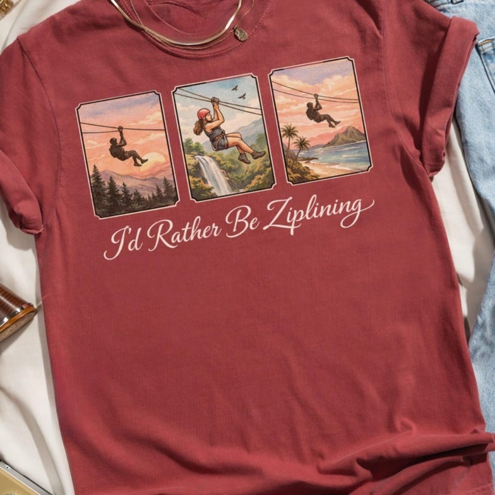 I'd Rather Be Ziplining T-Shir - Outdoor Adventure Ziplines & Waterfall recension och pris