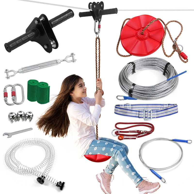 Kids Zipline Kit with Disc Swi - Outdoor Adventure Ziplines & Waterfall recension och pris